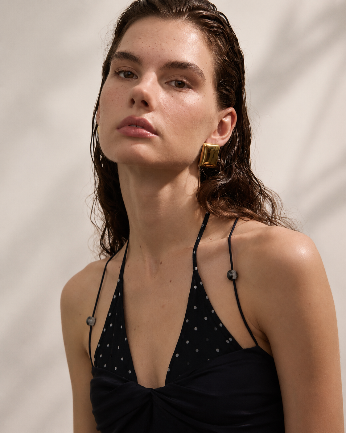 Bold Gold Square Dome Earrings