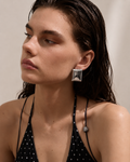 Bold Silver Square Dome Earrings