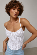 Open Heart White Lace Top