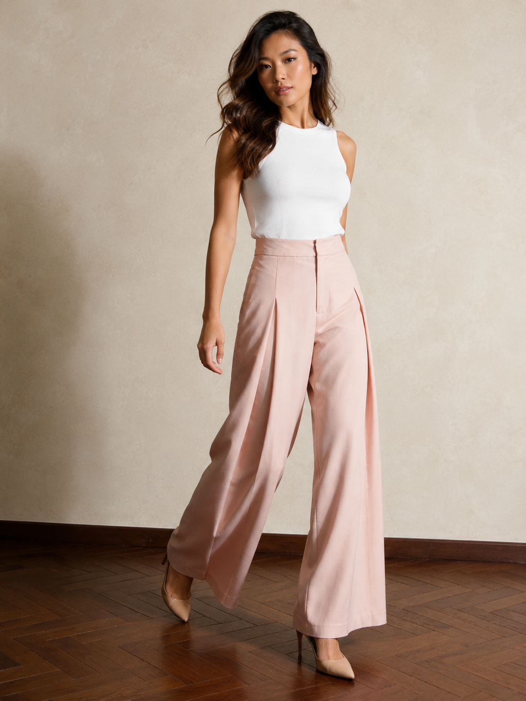 Lux Blush Pink High-Waist Pants