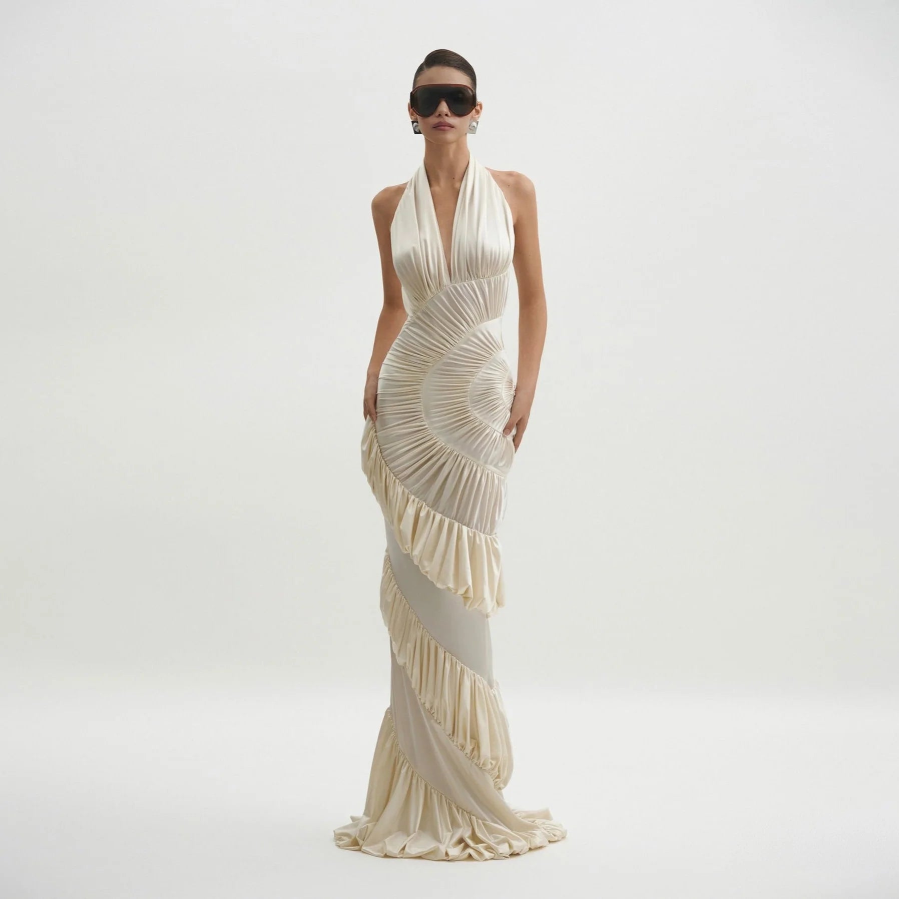 Cleo Ivory Ruffle Maxi Dress