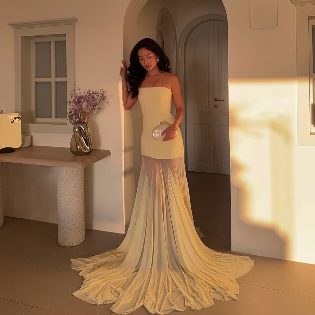 Primrose Yellow Strapless Maxi Dress