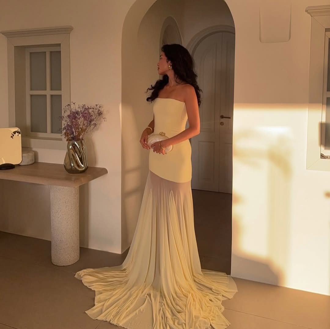 Primrose Yellow Strapless Maxi Dress