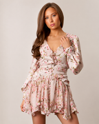 Harlow Pink Floral Ruffle Mini Dress