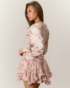 Harlow Pink Floral Ruffle Mini Dress