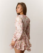 Harlow Pink Floral Ruffle Mini Dress
