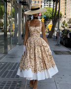 Innocence Beige Floral Midi Dress