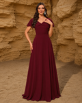 Isabella Еlegant Flared Burgundy Maxi Dress