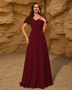 Isabella Еlegant Flared Burgundy Maxi Dress