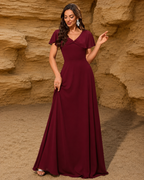 Isabella Еlegant Flared Burgundy Maxi Dress