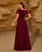 Isabella Еlegant Flared Burgundy Maxi Dress