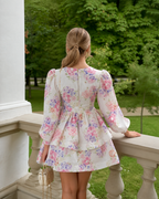 Julietta Ivory Floral Tiered Mini Dress