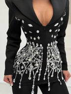 Legacy Black Crystal Blazer Mini Dress