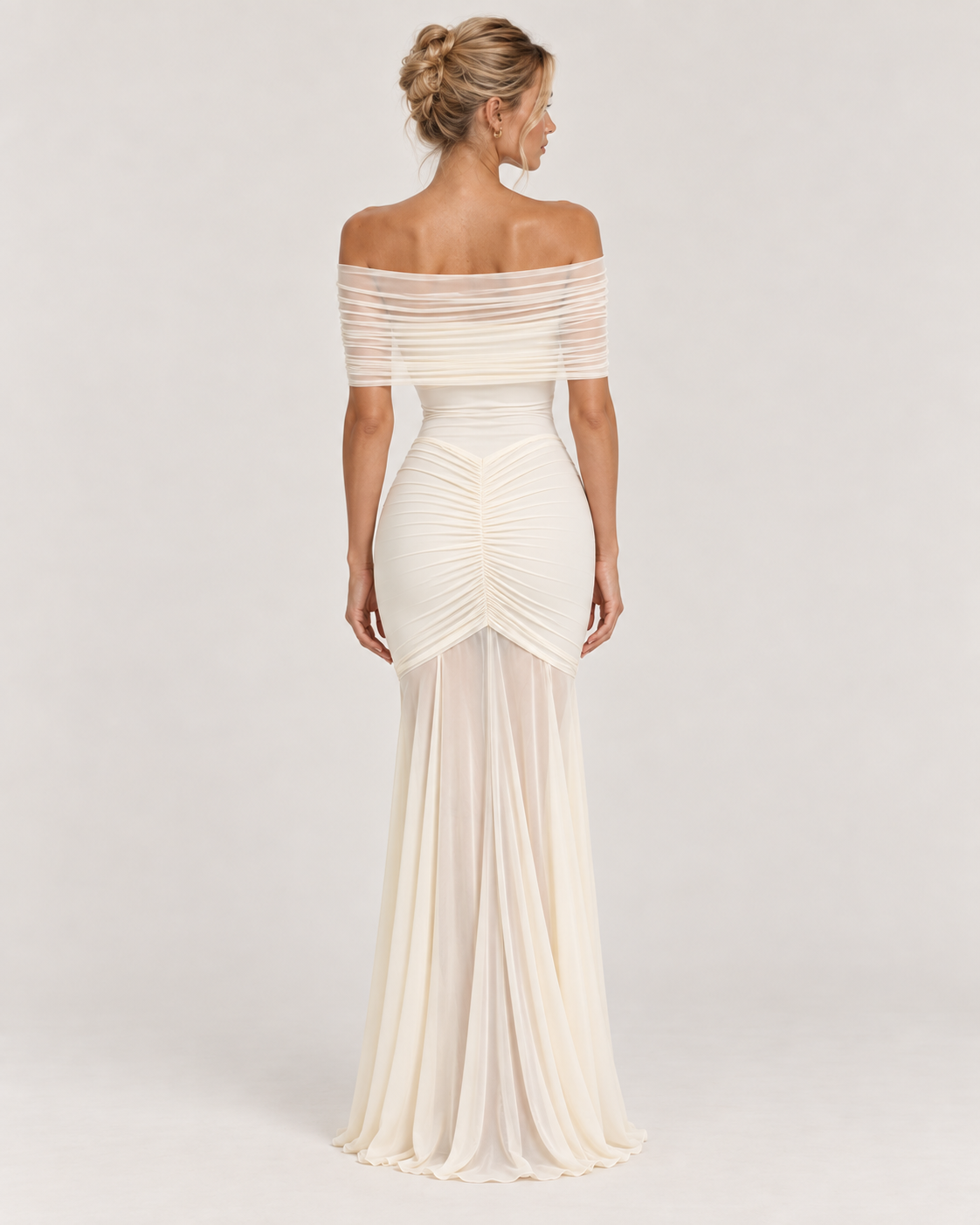 Lily Monroe Beige Elegant Folds Maxi Dress