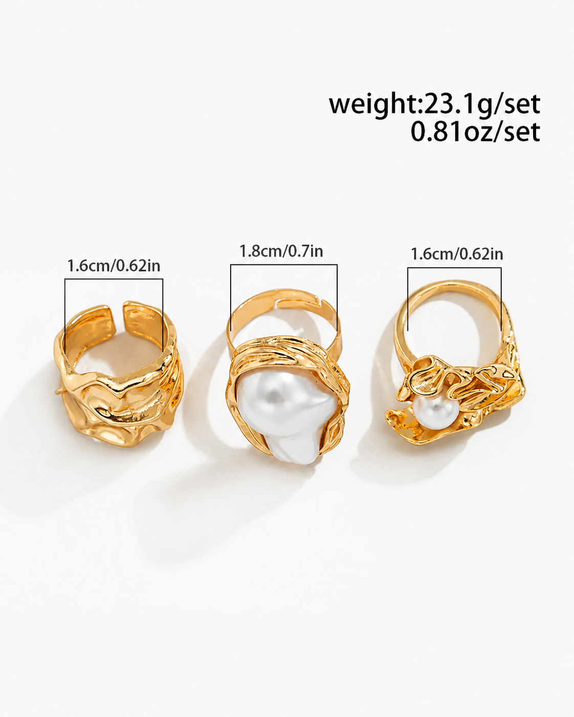 Liquid Gold Treasure Baroque Pearl Ring Set
