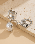 Liquid Silver Treasure Baroque Pearl Ring Set