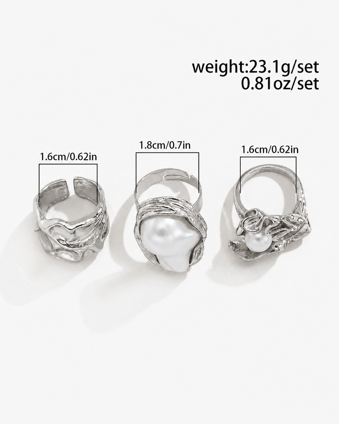 Liquid Silver Treasure Baroque Pearl Ring Set