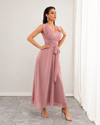 Lucy Flirt Bow Pink Maxi Dress