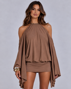 Mariposa Brown Chain Back Mini Dress
