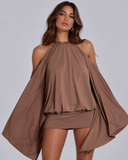 Mariposa Brown Chain Back Mini Dress