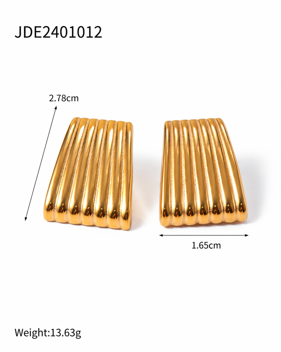 Minimalist Fluted Gold Earrings