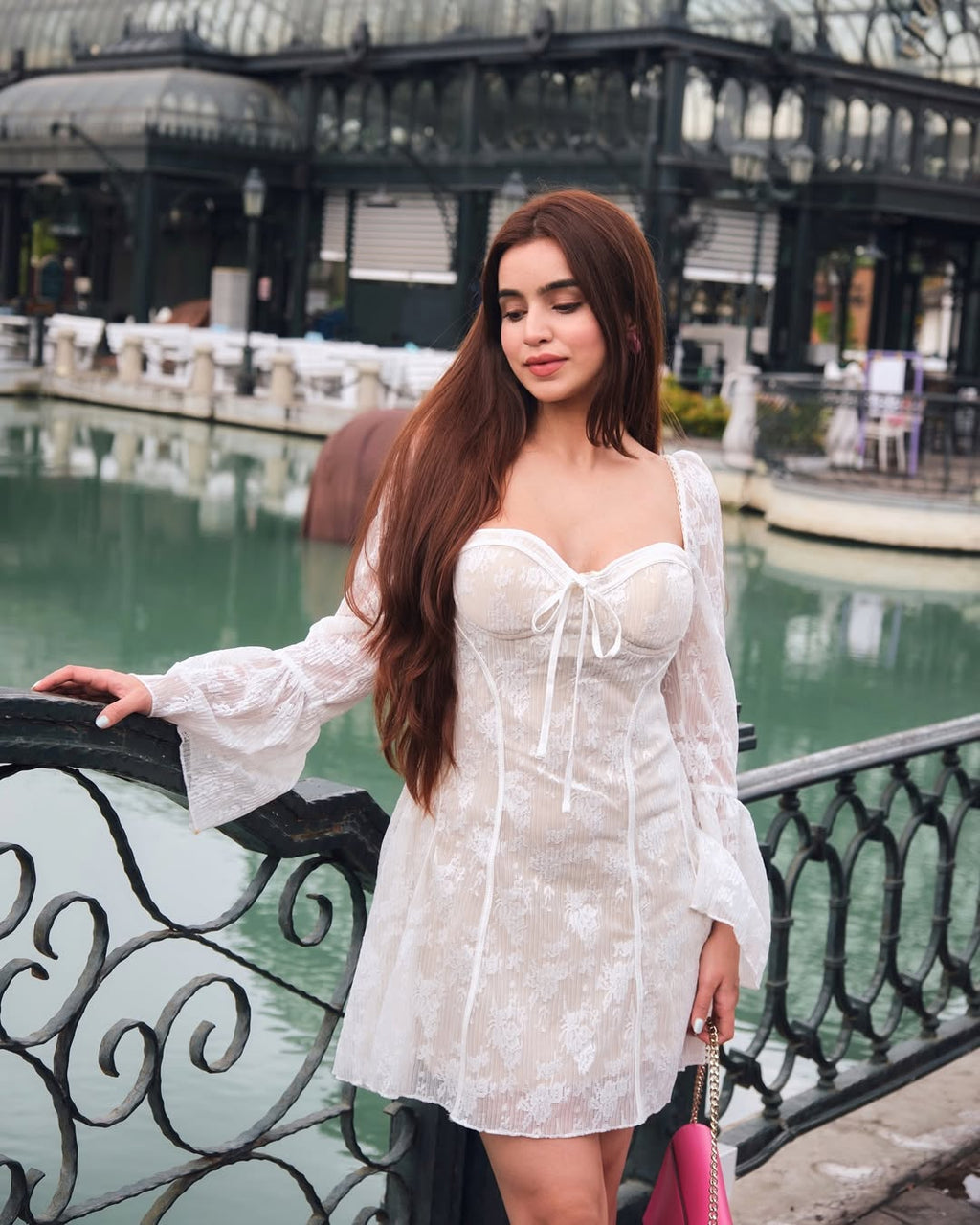 Cosima White Lace Corset Mini Dress