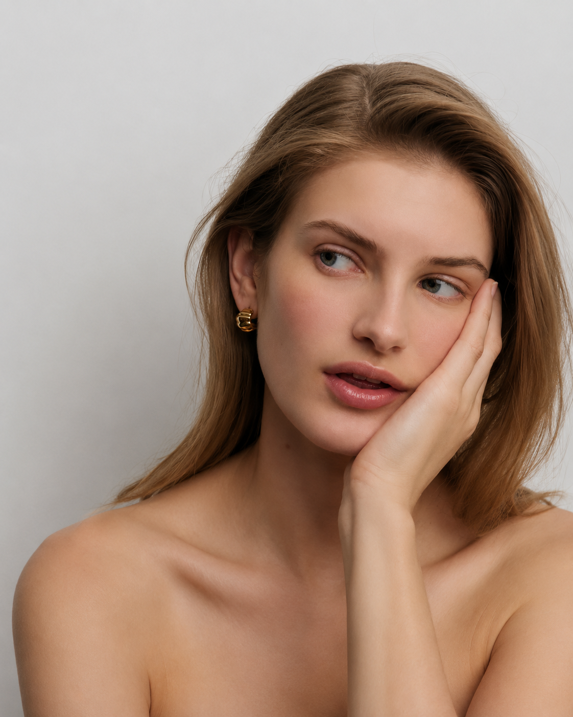 Modern Gold Ripple Hoop Earrings
