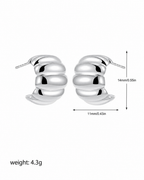 Modern Silver Ripple Hoop Earrings