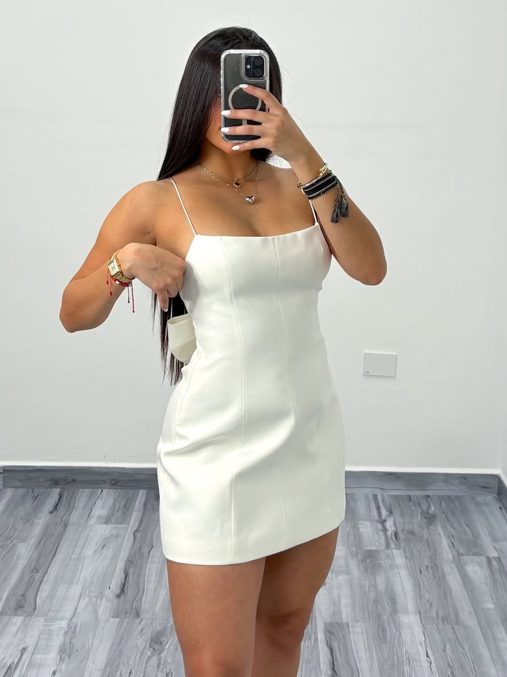 Margarita White Bow Backless Mini Dress