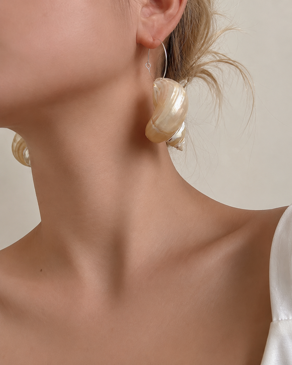 Natural Ivory Shell Hoop Earrings