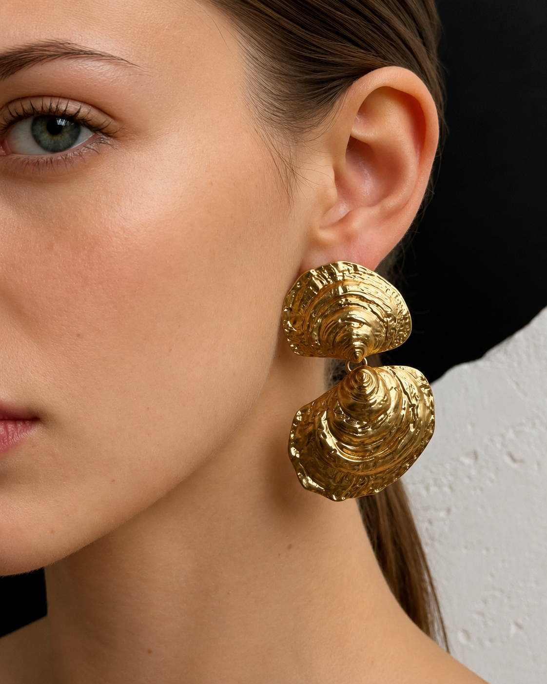 Ocean Whisper Gold Sculpted Earrings