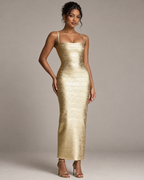 Only Yours Gold Bodycon Maxi Dress