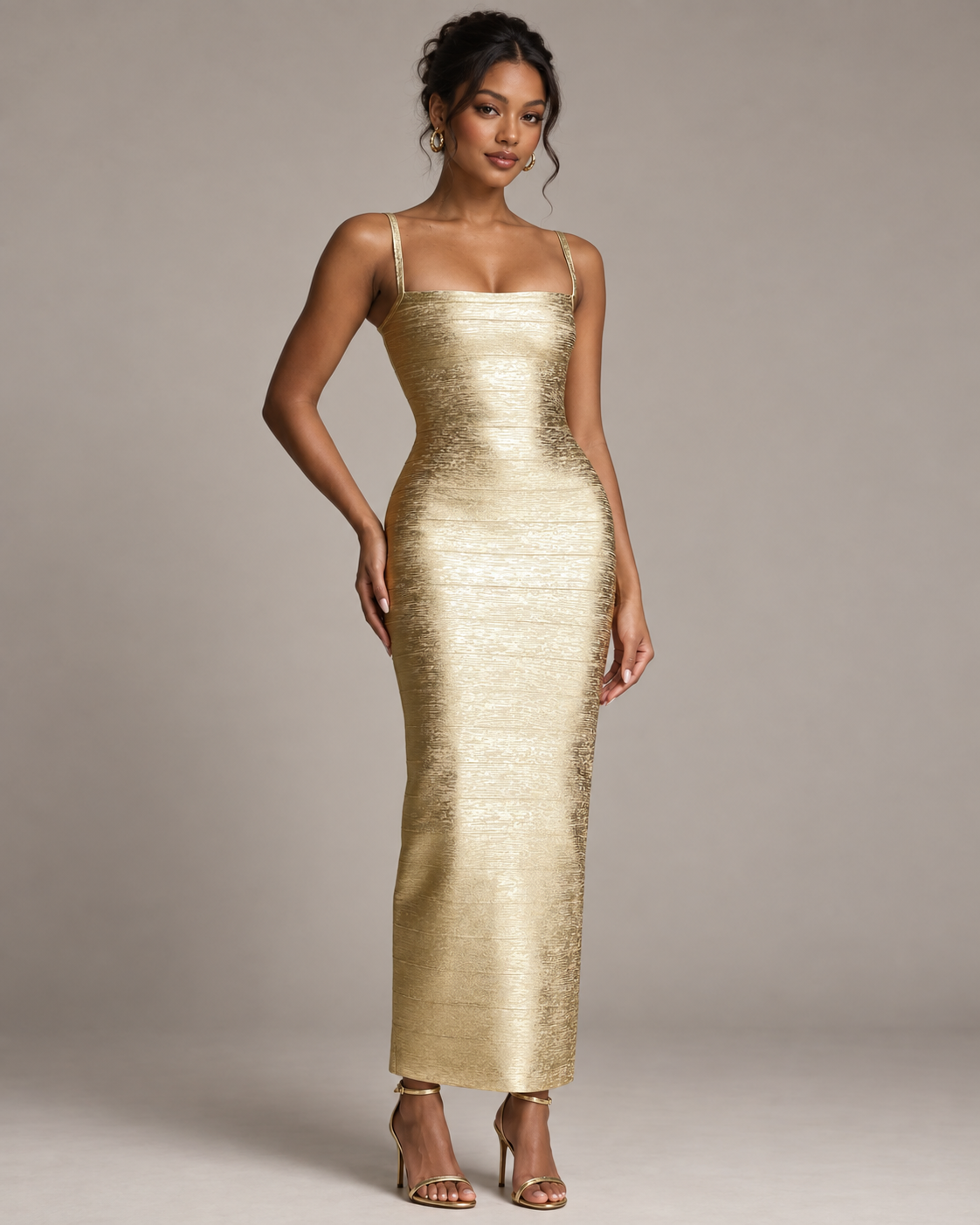 Only Yours Gold Bodycon Maxi Dress