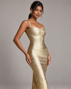 Only Yours Gold Bodycon Maxi Dress