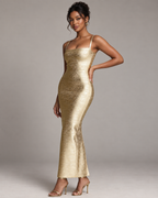 Only Yours Gold Bodycon Maxi Dress