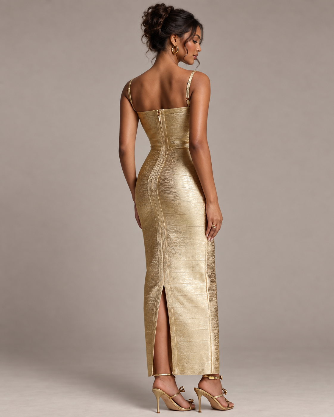 Only Yours Gold Bodycon Maxi Dress