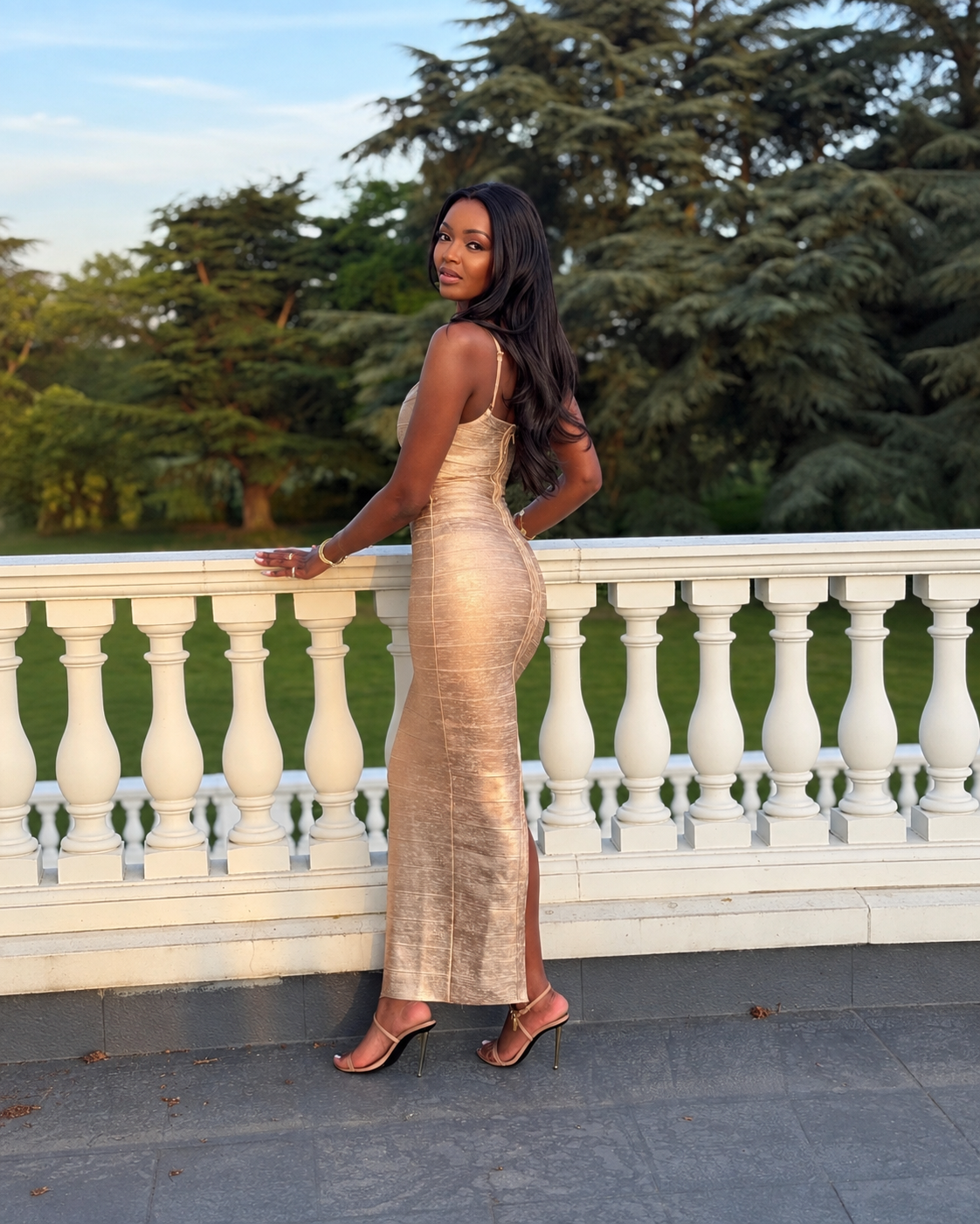 Only Yours Gold Bodycon Maxi Dress