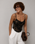 Open Heart Black Lace Top