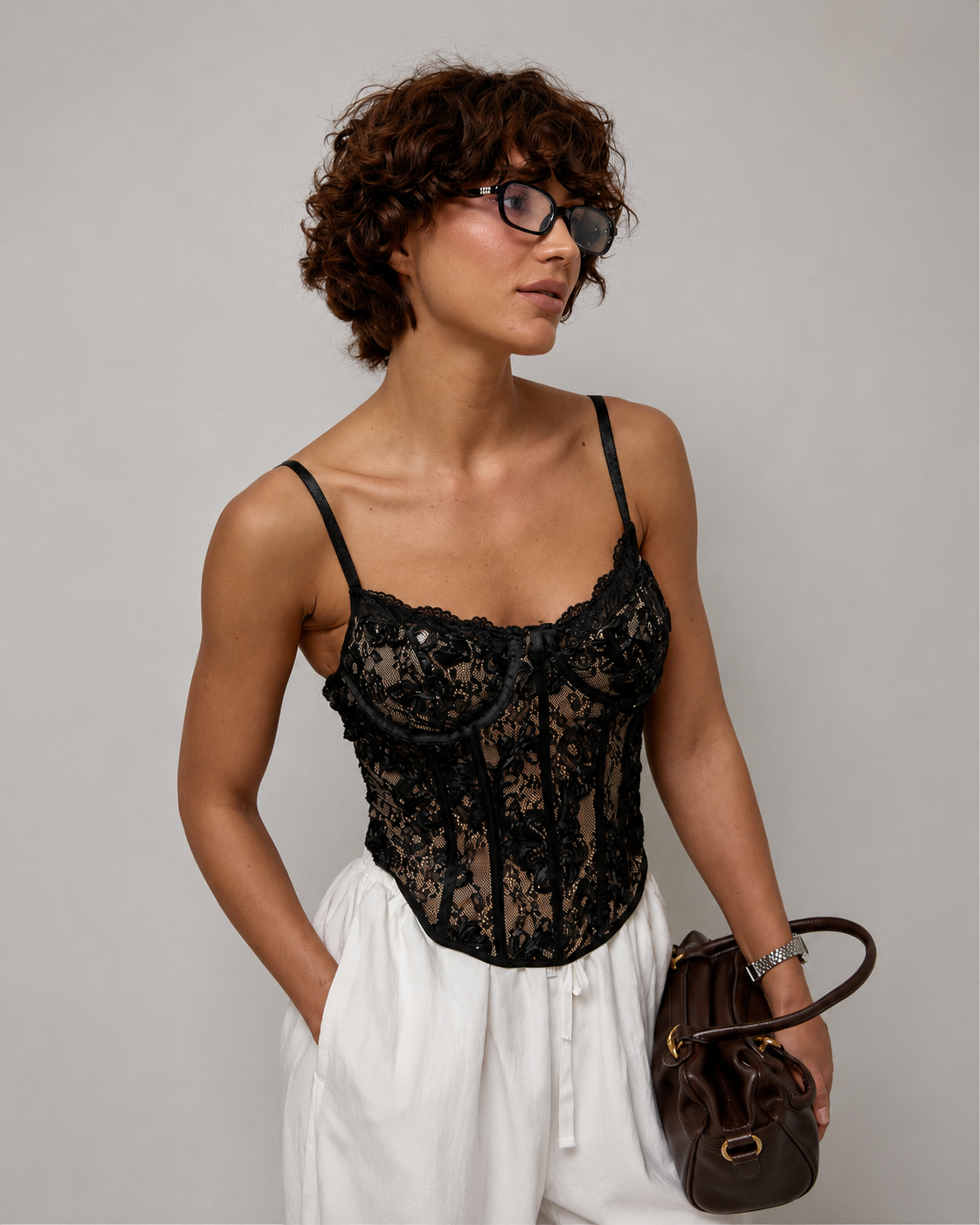 Open Heart Black Lace Top