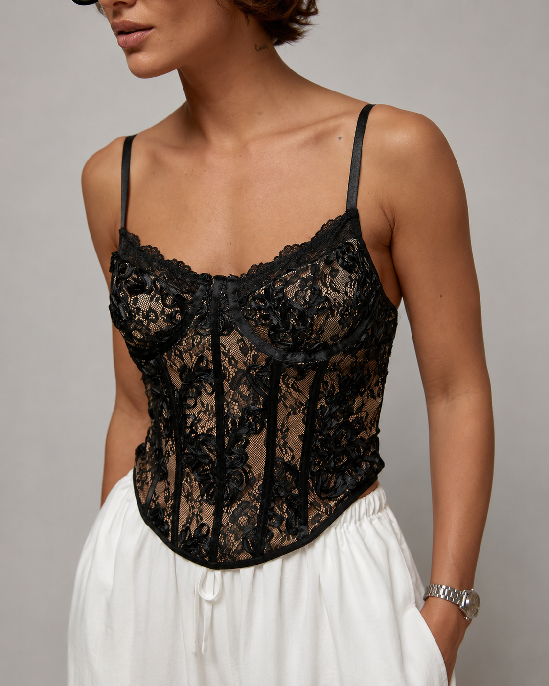 Open Heart Black Lace Top