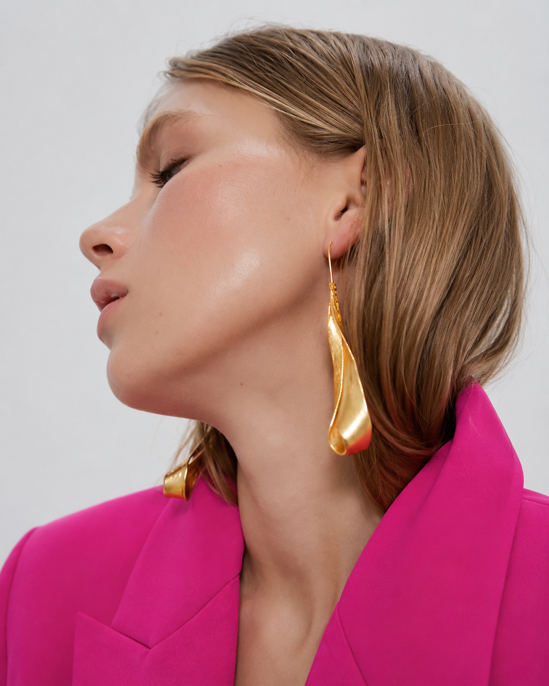 Petaline Gold Textured Wave Earrings