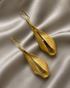 Petaline Gold Textured Wave Earrings