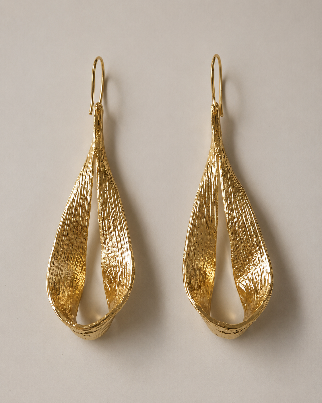 Petaline Gold Textured Wave Earrings