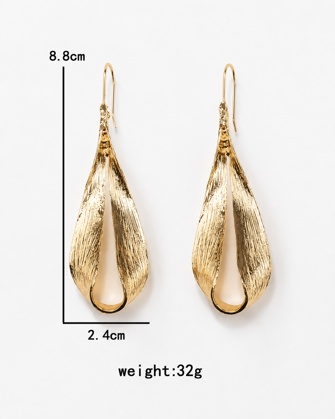 Petaline Gold Textured Wave Earrings
