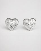 Radiant Textured Silver Heart Earrings