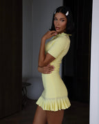 Melrose Light Yellow Ruffle Hem Mini Dress