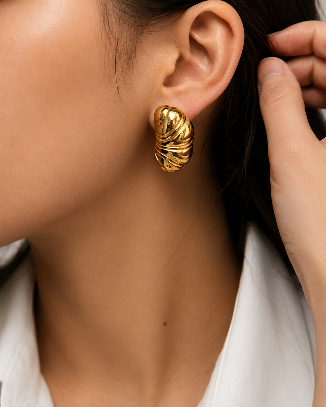 Roman Holiday Gold Croissant Earrings