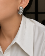 Roman Holiday Silver Croissant Earrings