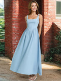Olivia Skye Backless Flared Sky Blue Maxi Dress