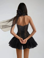 Total Eclipse Black Corset Mini Dress